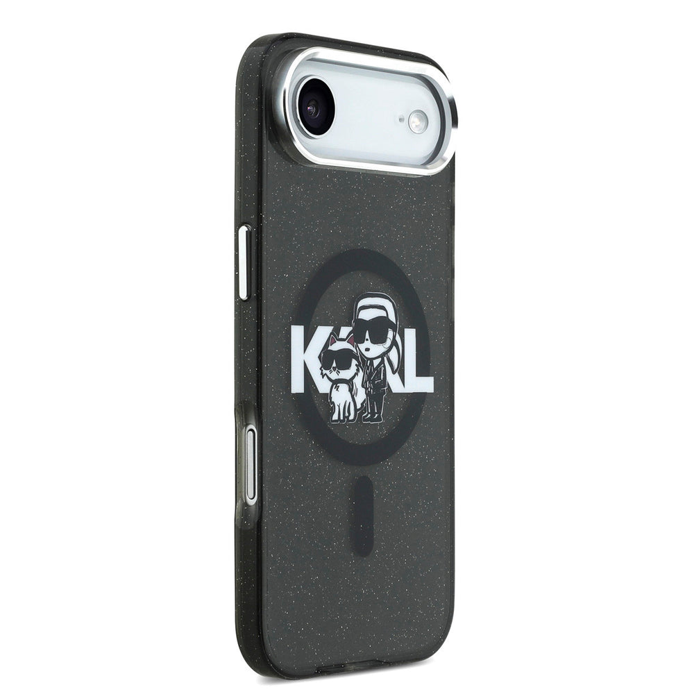 Karl Lagerfeld iPhone Air Backcover hoesje - Magsafe - Glitter K&C Sketch Logo - Zwart-Hoesjes-Ilumina Benelux
