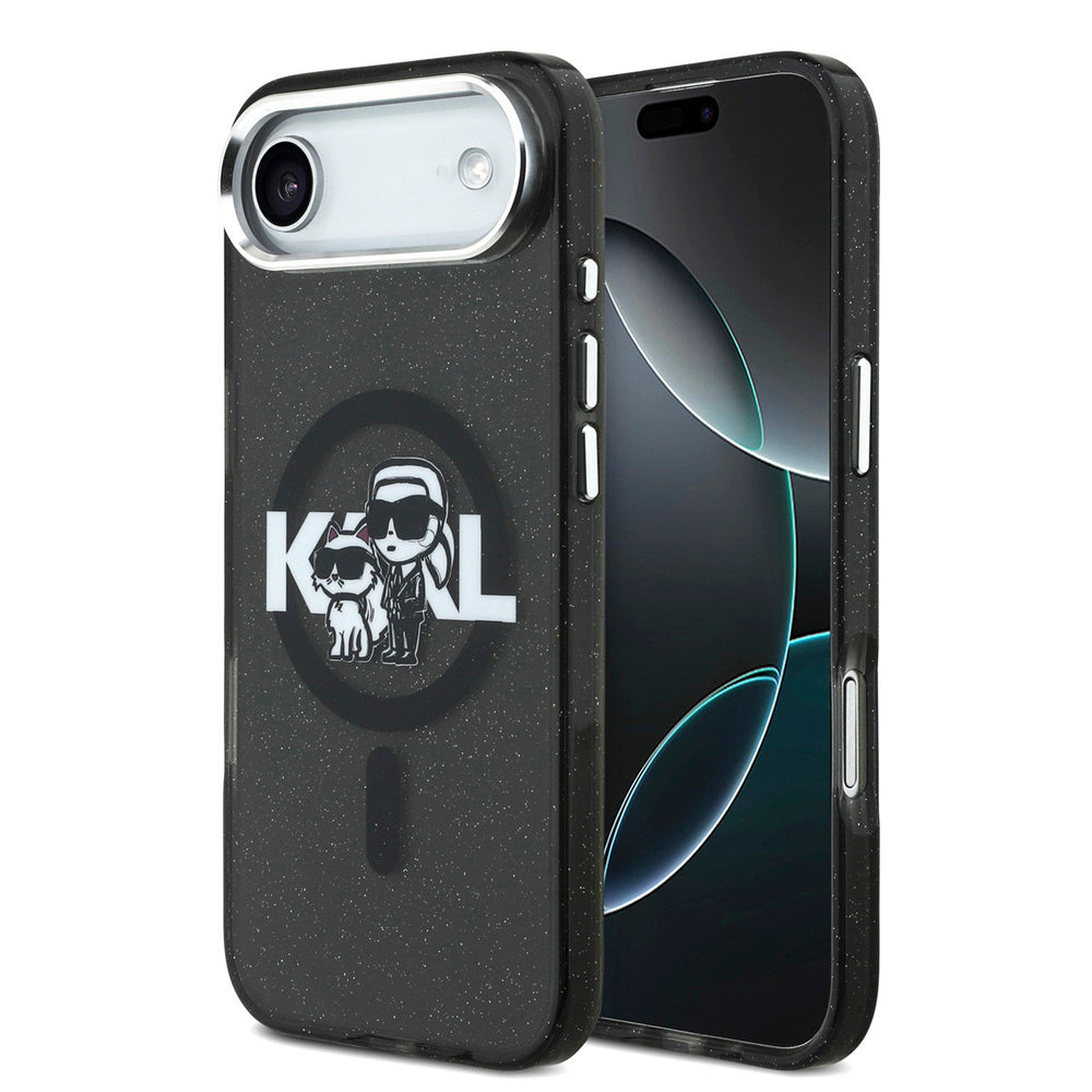 Karl Lagerfeld iPhone Air Backcover hoesje - Magsafe - Glitter K&C Sketch Logo - Zwart-Hoesjes-Ilumina Benelux