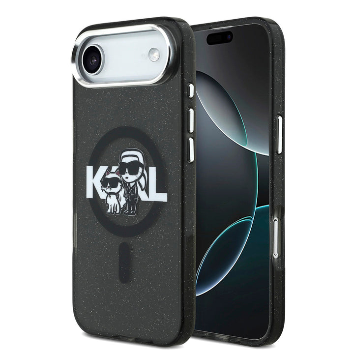 Karl Lagerfeld iPhone Air Backcover hoesje - Magsafe - Glitter K&C Sketch Logo - Zwart-Hoesjes-Ilumina Benelux