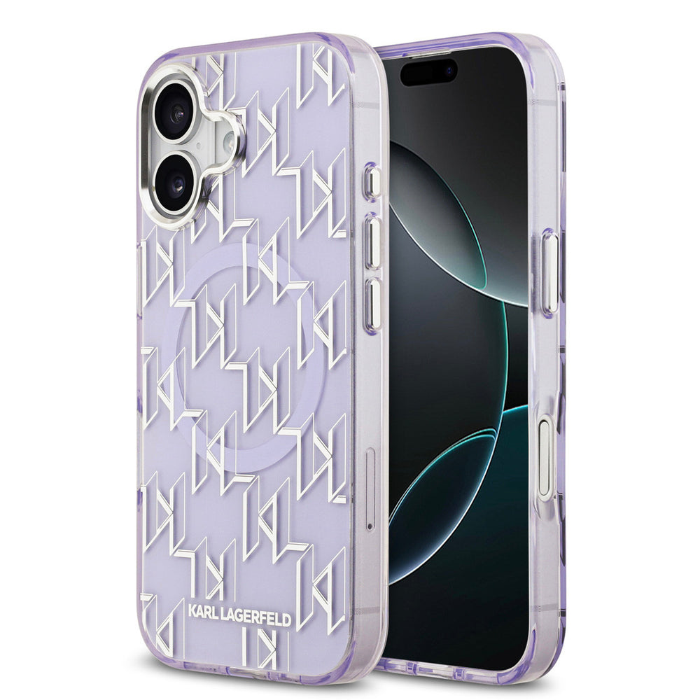 Karl lagerfeld iPhone 17 Backcover hoesje - MagSafe - IML metal monogram kc - Paars-Hoesjes-Ilumina Benelux