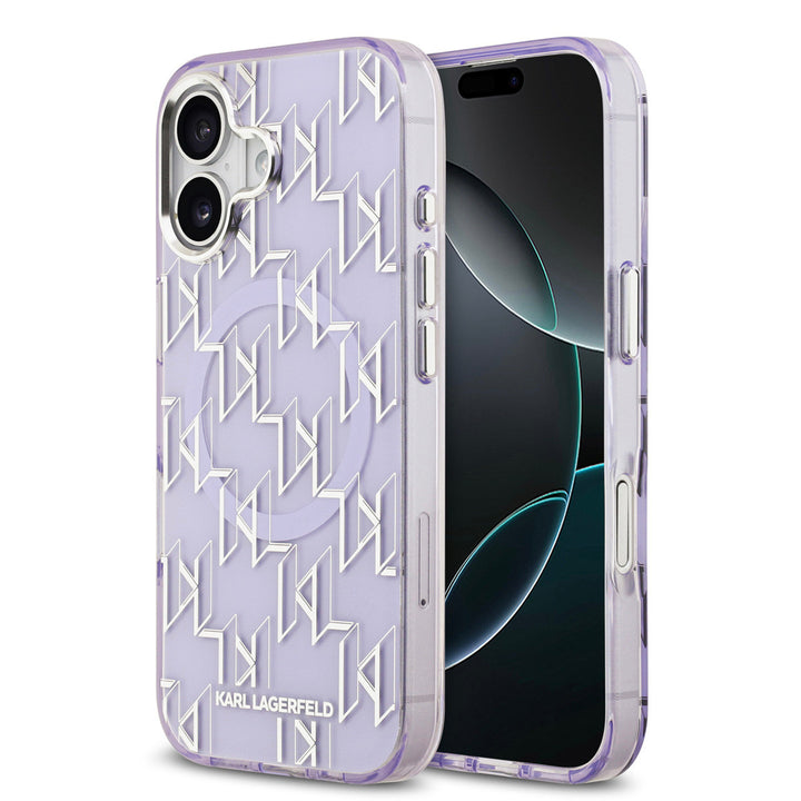 Karl lagerfeld iPhone 17 Backcover hoesje - MagSafe - IML metal monogram kc - Paars-Hoesjes-Ilumina Benelux