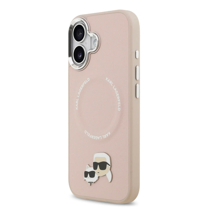 Karl lagerfeld iPhone 17 Backcover hoesje - MagSafe - K&C Pins - Roze-Hoesjes-Ilumina Benelux