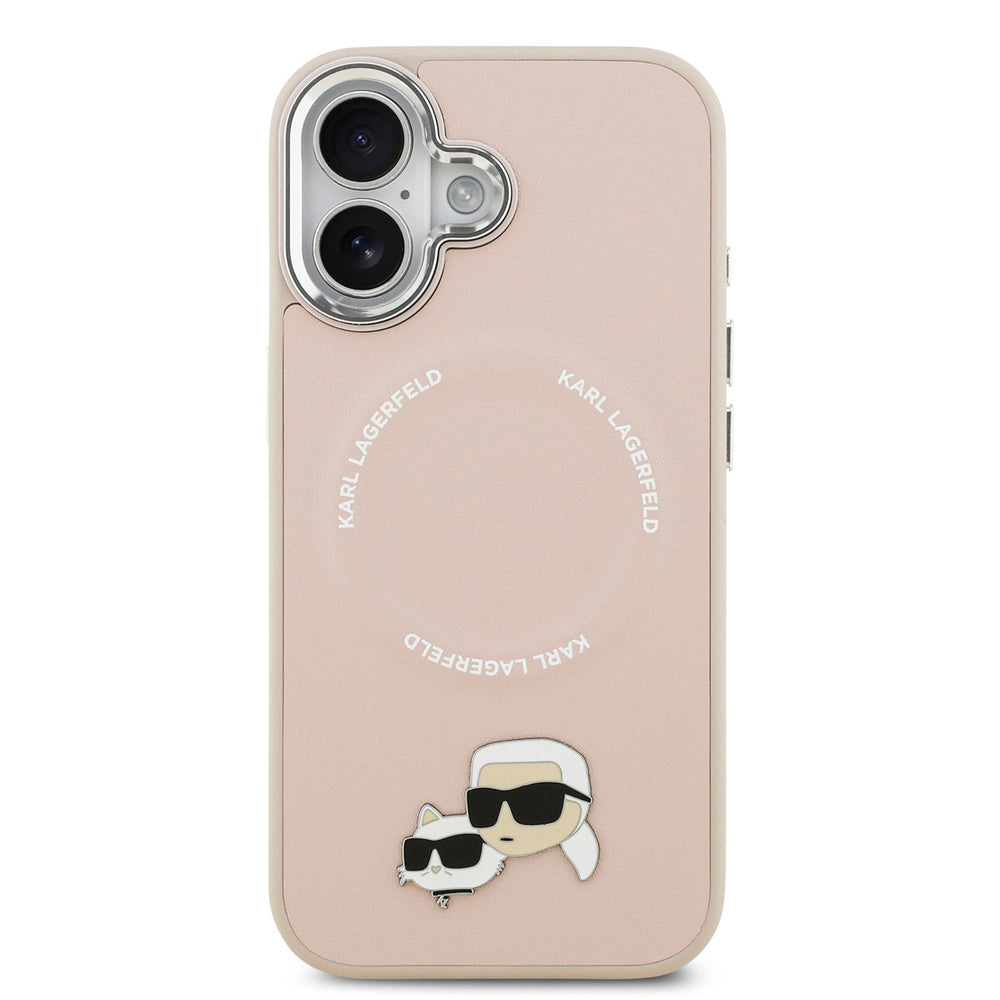 Karl lagerfeld iPhone 17 Backcover hoesje - MagSafe - K&C Pins - Roze-Hoesjes-Ilumina Benelux