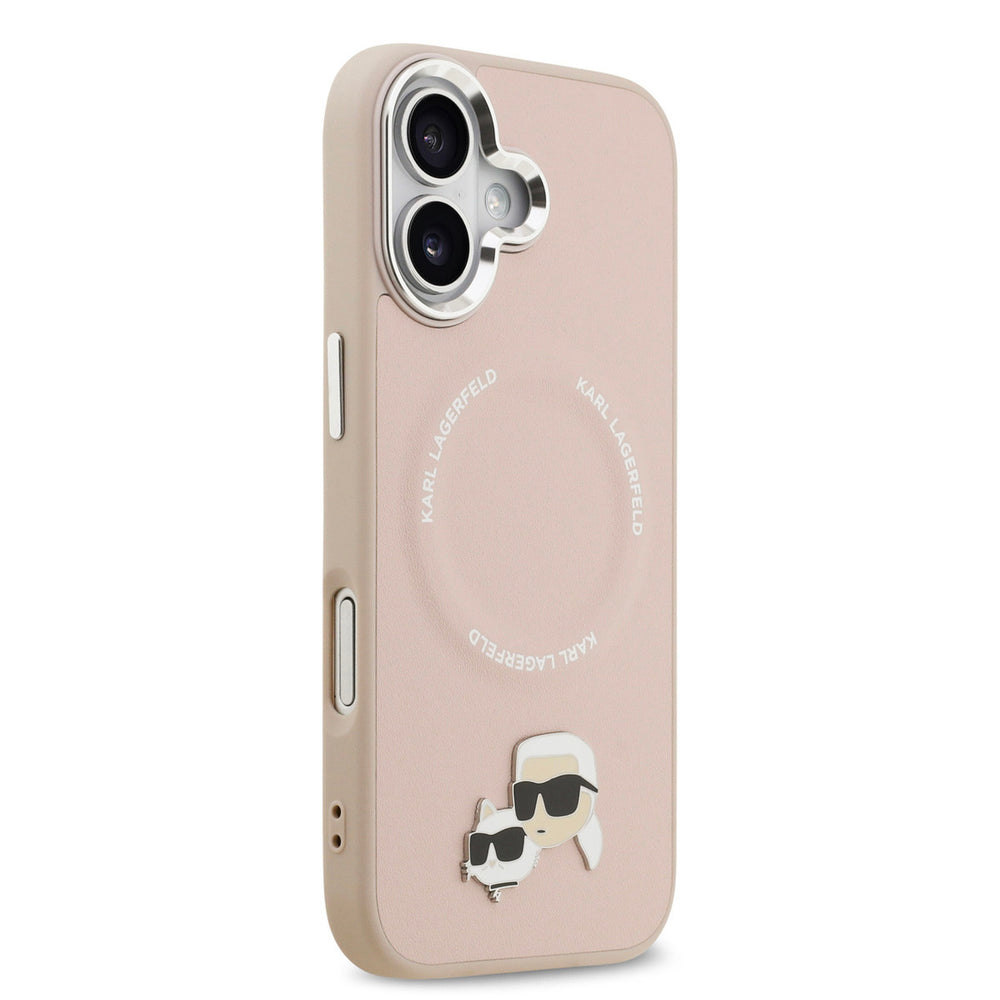 Karl lagerfeld iPhone 17 Backcover hoesje - MagSafe - K&C Pins - Roze-Hoesjes-Ilumina Benelux