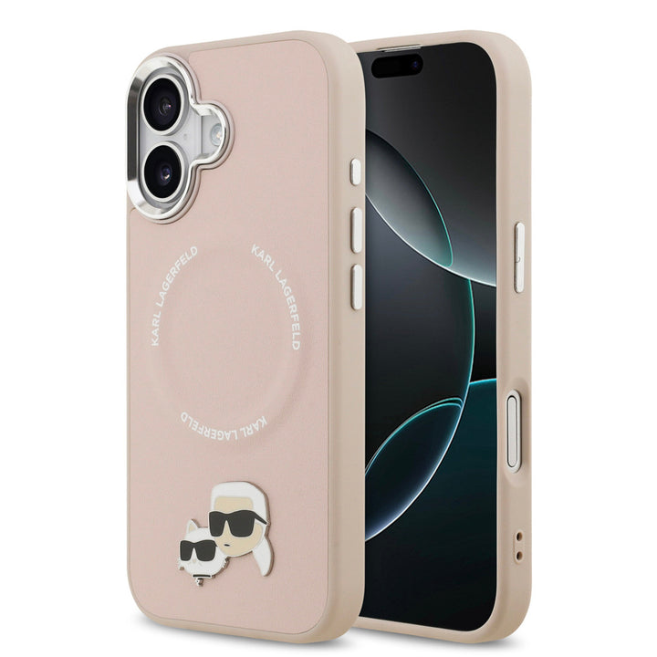 Karl lagerfeld iPhone 17 Backcover hoesje - MagSafe - K&C Pins - Roze-Hoesjes-Ilumina Benelux