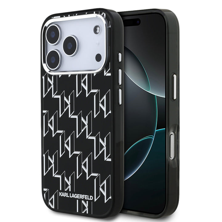 Karl lagerfeld iPhone 17 Pro Backcover hoesje - MagSafe - IML metal monogram kc - Zwart-Hoesjes-Ilumina Benelux