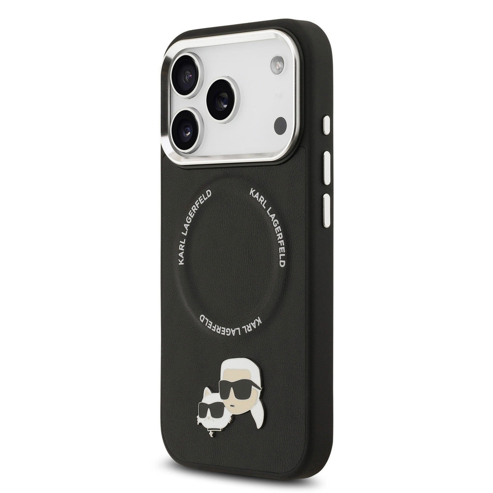 Karl lagerfeld iPhone 17 Pro Backcover hoesje - MagSafe - K&C Pins - Zwart-Hoesjes-Ilumina Benelux