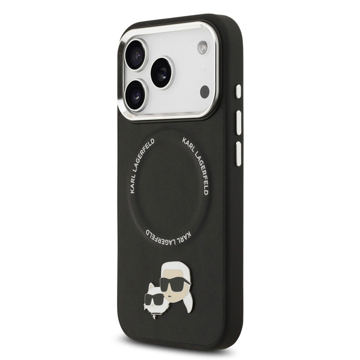 Karl lagerfeld iPhone 17 Pro Backcover hoesje - MagSafe - K&C Pins - Zwart-Hoesjes-Ilumina Benelux