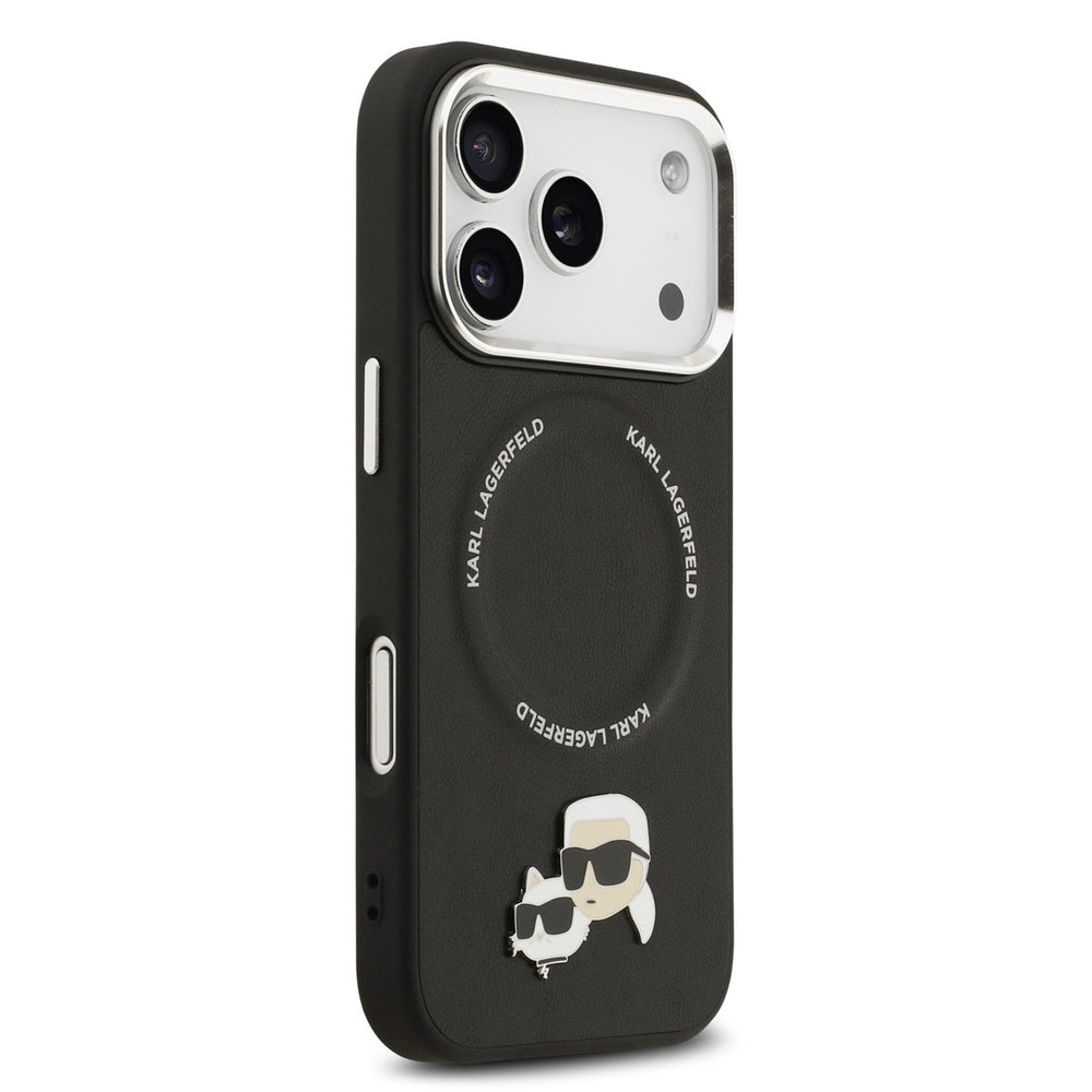 Karl lagerfeld iPhone 17 Pro Backcover hoesje - MagSafe - K&C Pins - Zwart-Hoesjes-Ilumina Benelux