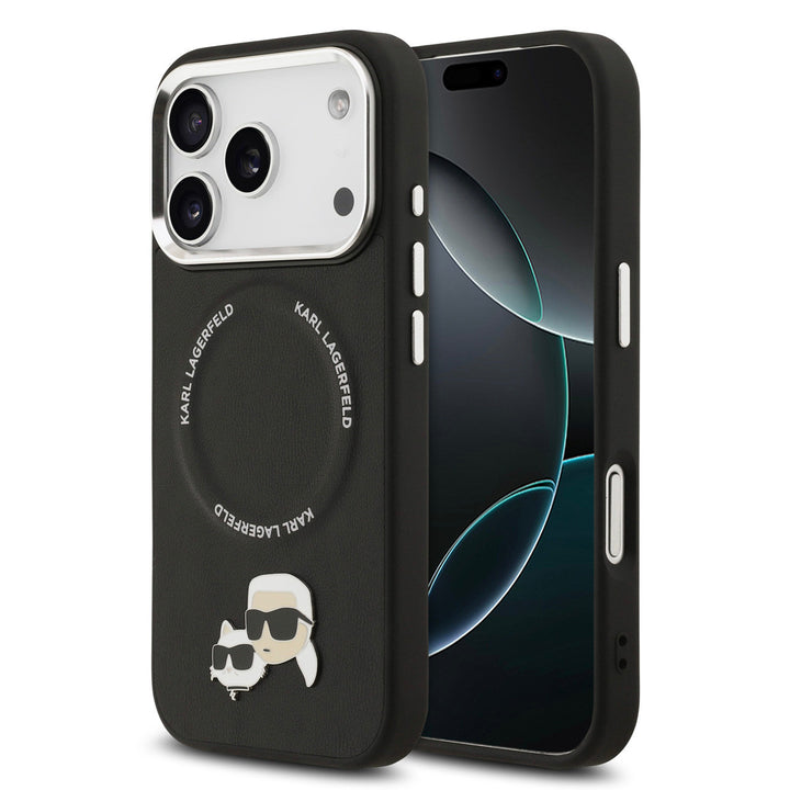 Karl lagerfeld iPhone 17 Pro Backcover hoesje - MagSafe - K&C Pins - Zwart-Hoesjes-Ilumina Benelux