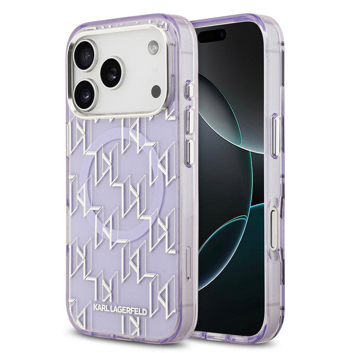 Karl lagerfeld iPhone 17 Pro Max Backcover hoesje - MagSafe - IML metal monogram kc - Paars-Hoesjes-Ilumina Benelux