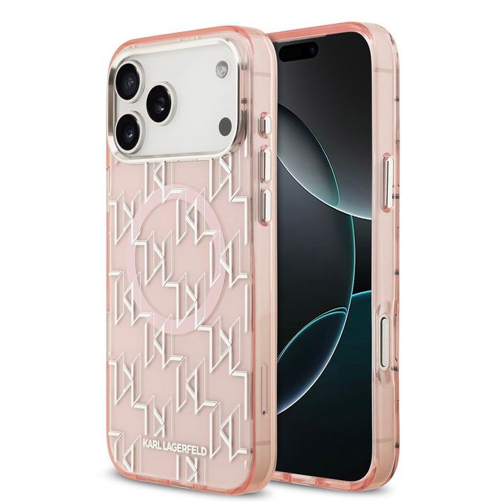Karl lagerfeld iPhone 17 Pro Max Backcover hoesje - MagSafe - IML metal monogram kc - Roze-Hoesjes-Ilumina Benelux