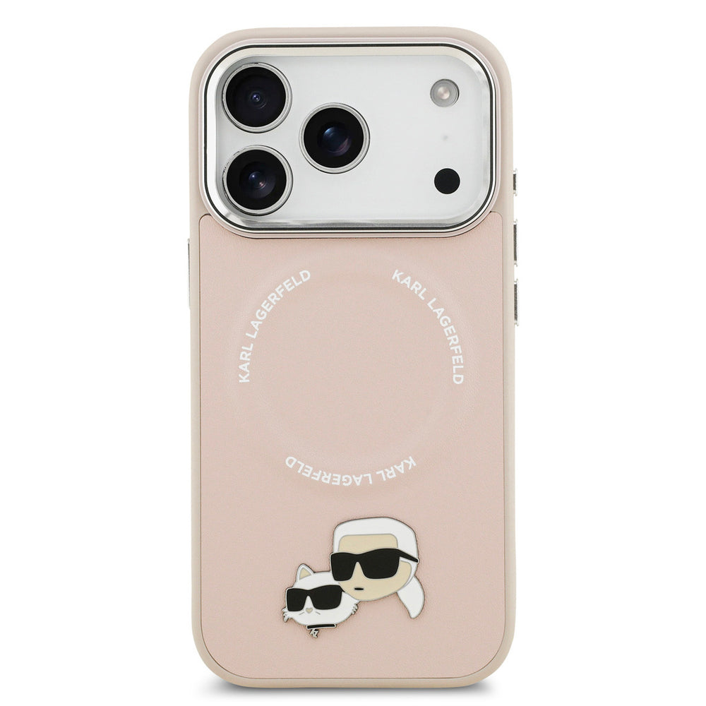Karl lagerfeld iPhone 17 Pro Max Backcover hoesje - MagSafe - K&C Pins - Roze-Hoesjes-Ilumina Benelux