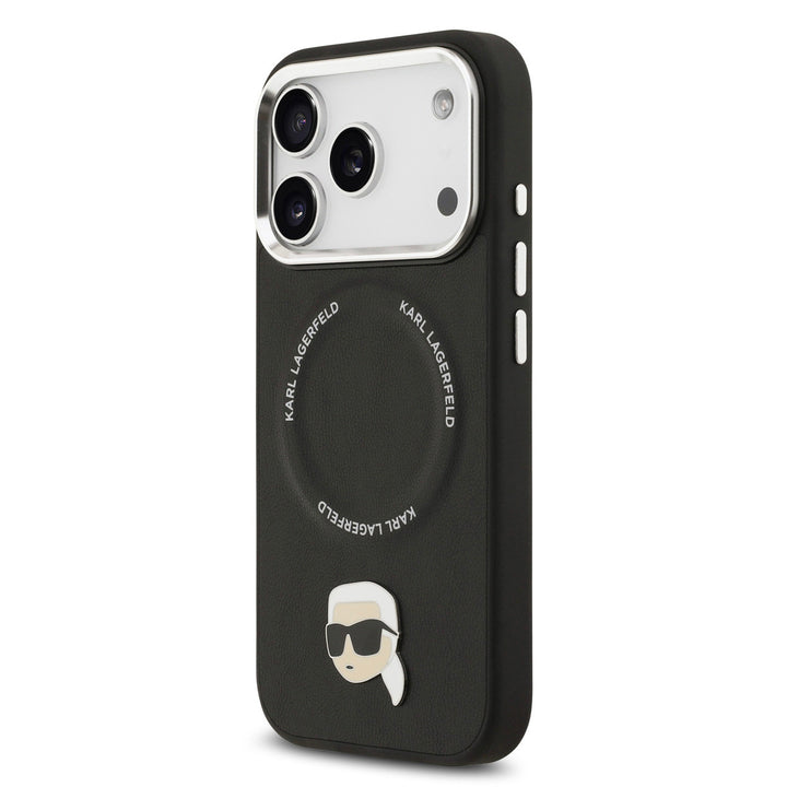 Karl lagerfeld iPhone 17 Pro Max Backcover hoesje - MagSafe - K&C Pins - Zwart-Hoesjes-Ilumina Benelux