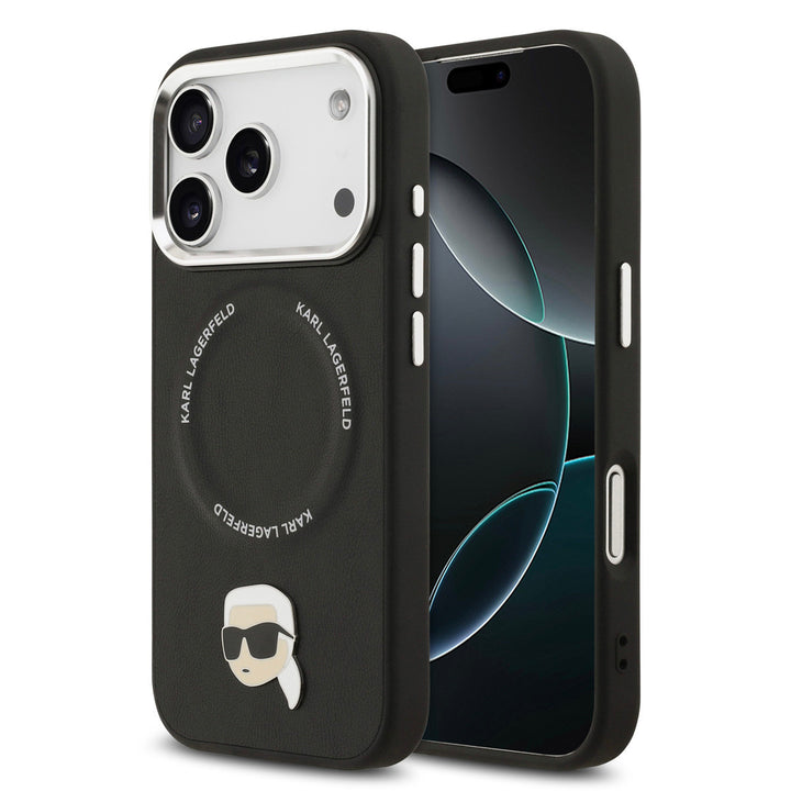 Karl lagerfeld iPhone 17 Pro Max Backcover hoesje - MagSafe - K&C Pins - Zwart-Hoesjes-Ilumina Benelux