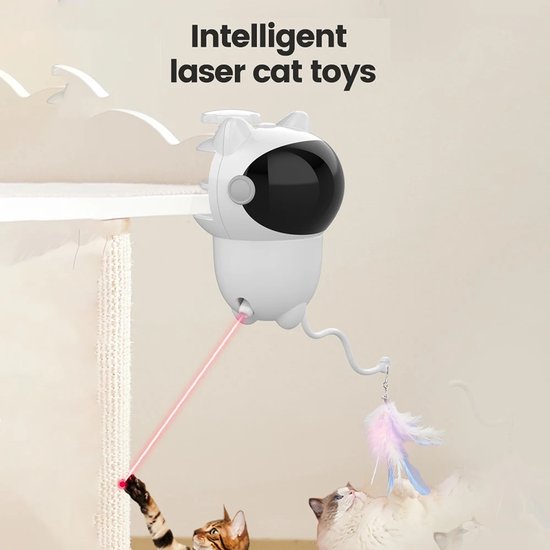 Katten laser speelgoed – Automatisch interactief LED – 360° rotatie – Smart huisdier speeltje – Duurzaam – Wit-Speelgoed voor dieren-Ilumina Benelux