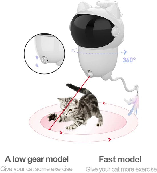 Katten laser speelgoed – Automatisch interactief LED – 360° rotatie – Smart huisdier speeltje – Duurzaam – Wit-Speelgoed voor dieren-Ilumina Benelux