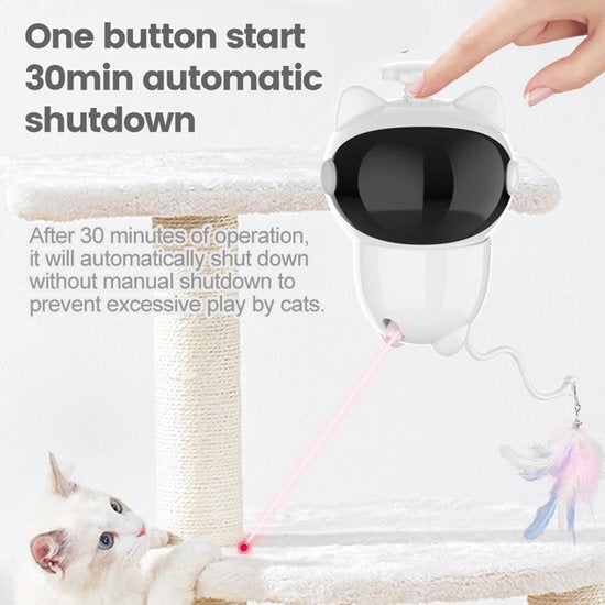 Katten laser speelgoed – Automatisch interactief LED – 360° rotatie – Smart huisdier speeltje – Duurzaam – Wit-Speelgoed voor dieren-Ilumina Benelux