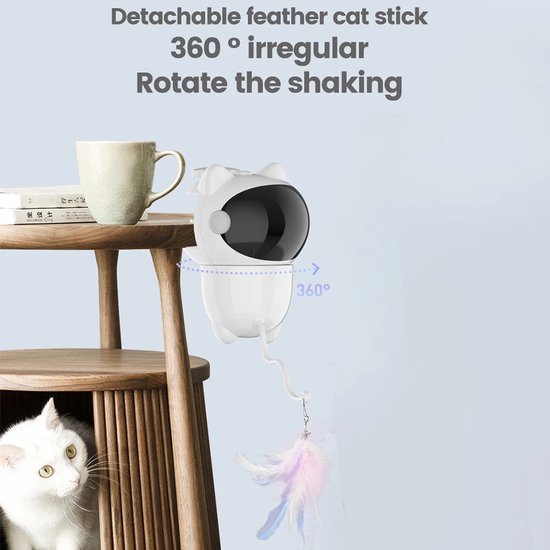 Katten laser speelgoed – Automatisch interactief LED – 360° rotatie – Smart huisdier speeltje – Duurzaam – Wit-Speelgoed voor dieren-Ilumina Benelux