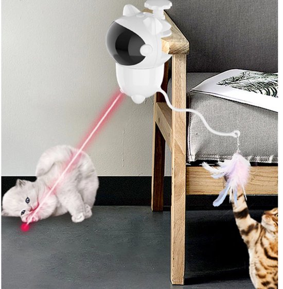 Katten laser speelgoed – Automatisch interactief LED – 360° rotatie – Smart huisdier speeltje – Duurzaam – Wit-Speelgoed voor dieren-Ilumina Benelux