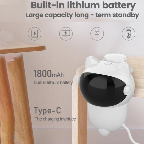 Katten laser speelgoed – Automatisch interactief LED – 360° rotatie – Smart huisdier speeltje – Duurzaam – Wit-Speelgoed voor dieren-Ilumina Benelux