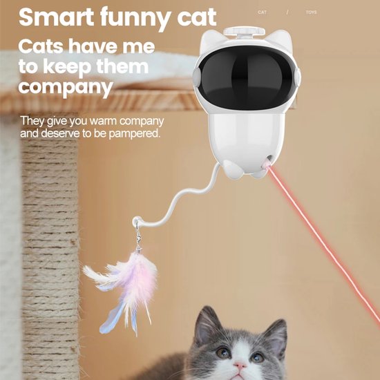 Katten laser speelgoed – Automatisch interactief LED – 360° rotatie – Smart huisdier speeltje – Duurzaam – Wit-Speelgoed voor dieren-Ilumina Benelux