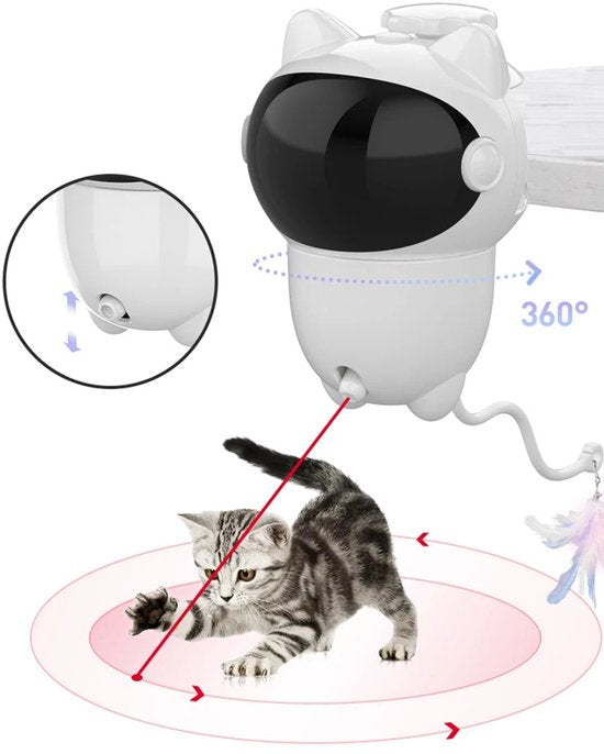Katten laser speelgoed – Automatisch interactief LED – 360° rotatie – Smart huisdier speeltje – Duurzaam – Wit-Speelgoed voor dieren-Ilumina Benelux