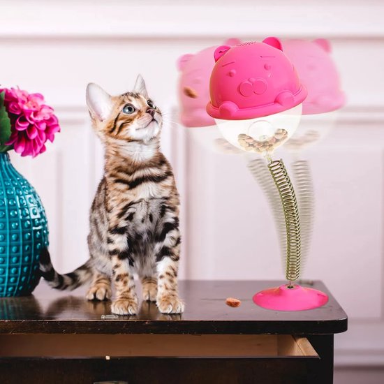 Kattenspeeltje met zuignap – Balvorm – Interactief speelgoed – Voor kittens en katten – Roze-Speelgoed voor dieren-Ilumina Benelux