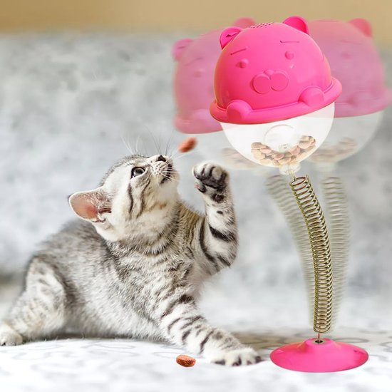 Kattenspeeltje met zuignap – Balvorm – Interactief speelgoed – Voor kittens en katten – Roze-Speelgoed voor dieren-Ilumina Benelux