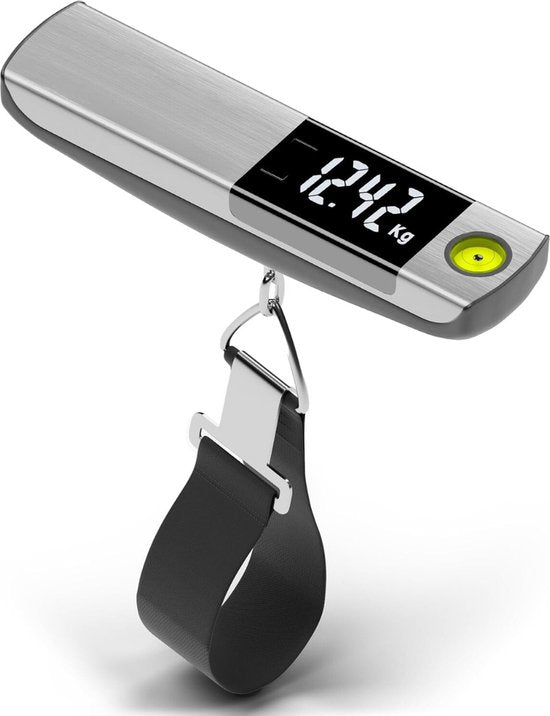 Kofferweegschaal – Digitale bagageweegschaal – Hangweegschaal met LCD-display – Tot 50 kg – Zwart-Ilumina Benelux