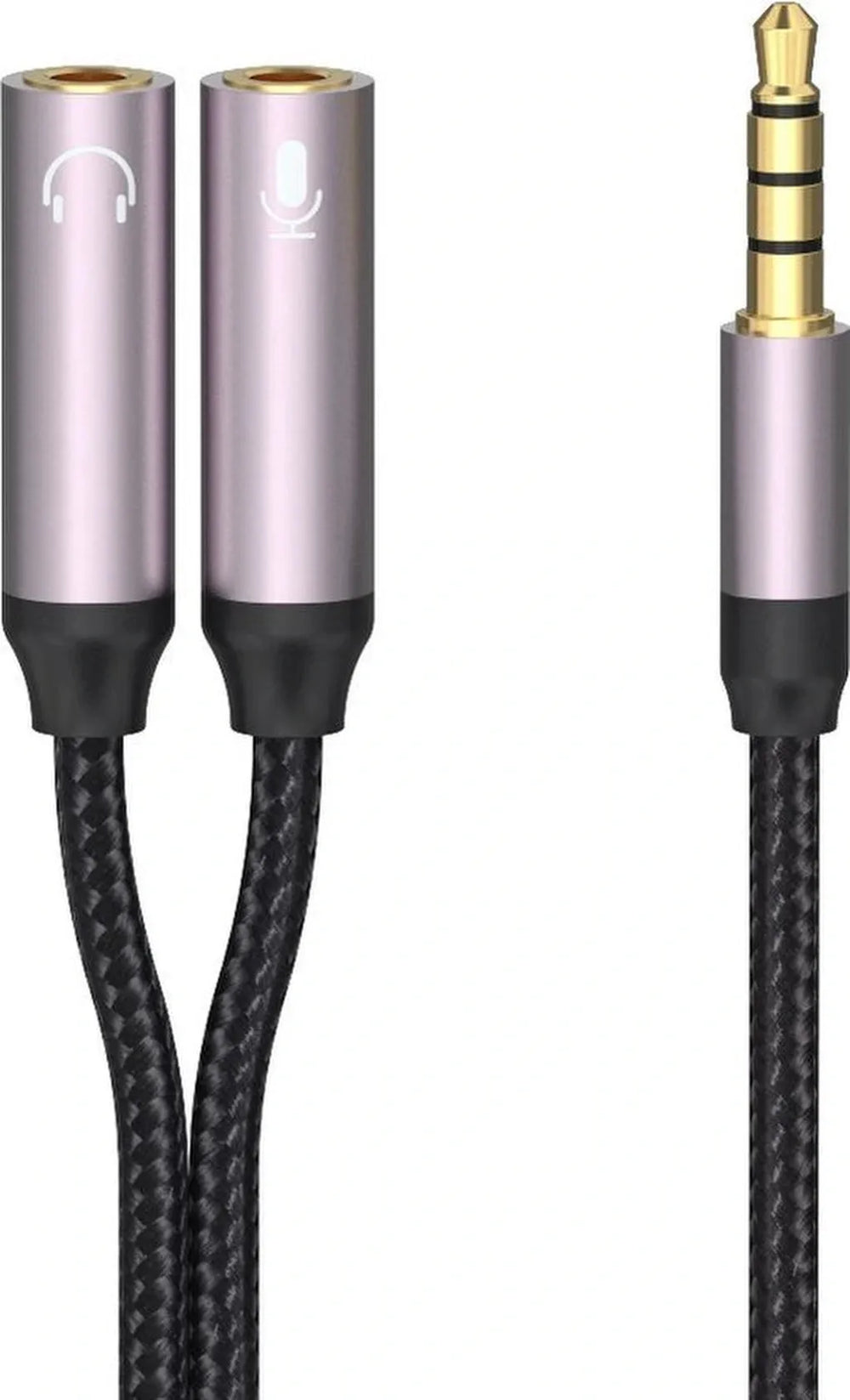 Koptelefoon Splitter 3,5 mm AUX – 1x Male naar 2x Jack Female – Audio Y-Splitter – Gevlochten Kabel – Zwart-Ilumina Benelux