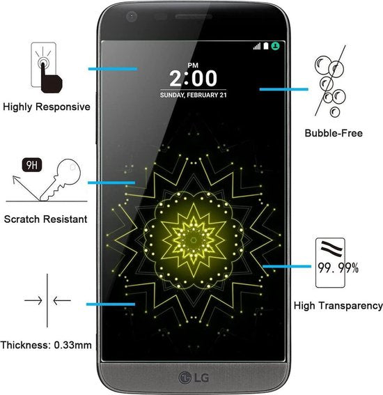 LG G5 Screenprotector Gehard 9H – Anti-kras – Tempered Glas – 1-Pack-Ilumina Benelux