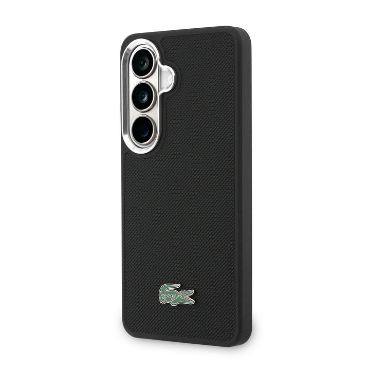 Lacoste Samsung Galaxy S26 Backcover hoesje - MagSafe - Metal Edges - Iconic Petit Pique Logo - Zwart-Hoesjes-Ilumina Benelux