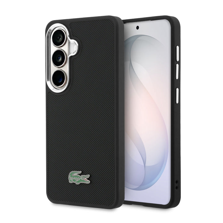Lacoste Samsung Galaxy S26 Backcover hoesje - MagSafe - Metal Edges - Iconic Petit Pique Logo - Zwart-Hoesjes-Ilumina Benelux