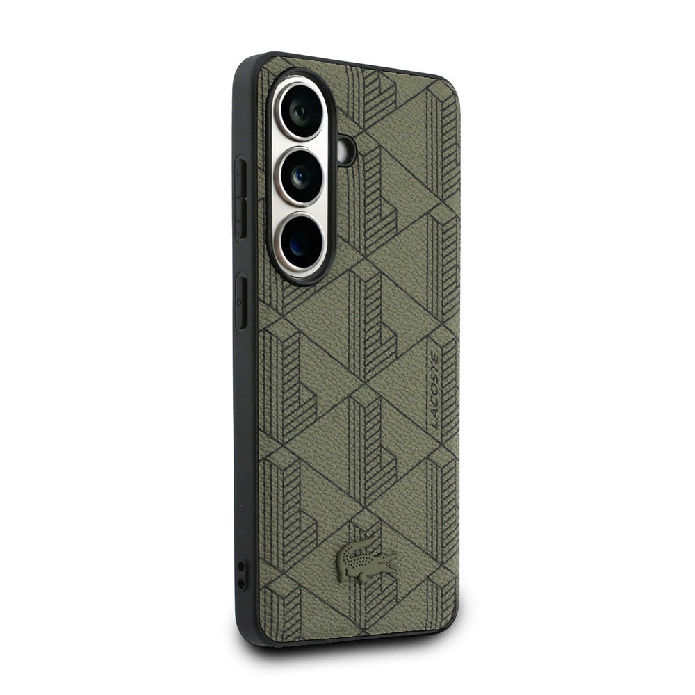 Lacoste Samsung Galaxy S26 Backcover hoesje - MagSafe - The Blend Monogram - Khaki-Hoesjes-Ilumina Benelux