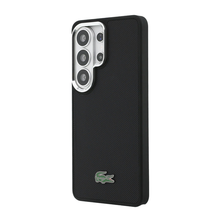 Lacoste Samsung Galaxy S26 Ultra Backcover hoesje - MagSafe - Metal Edges - Iconic Petit Pique Logo - Zwart-Hoesjes-Ilumina Benelux