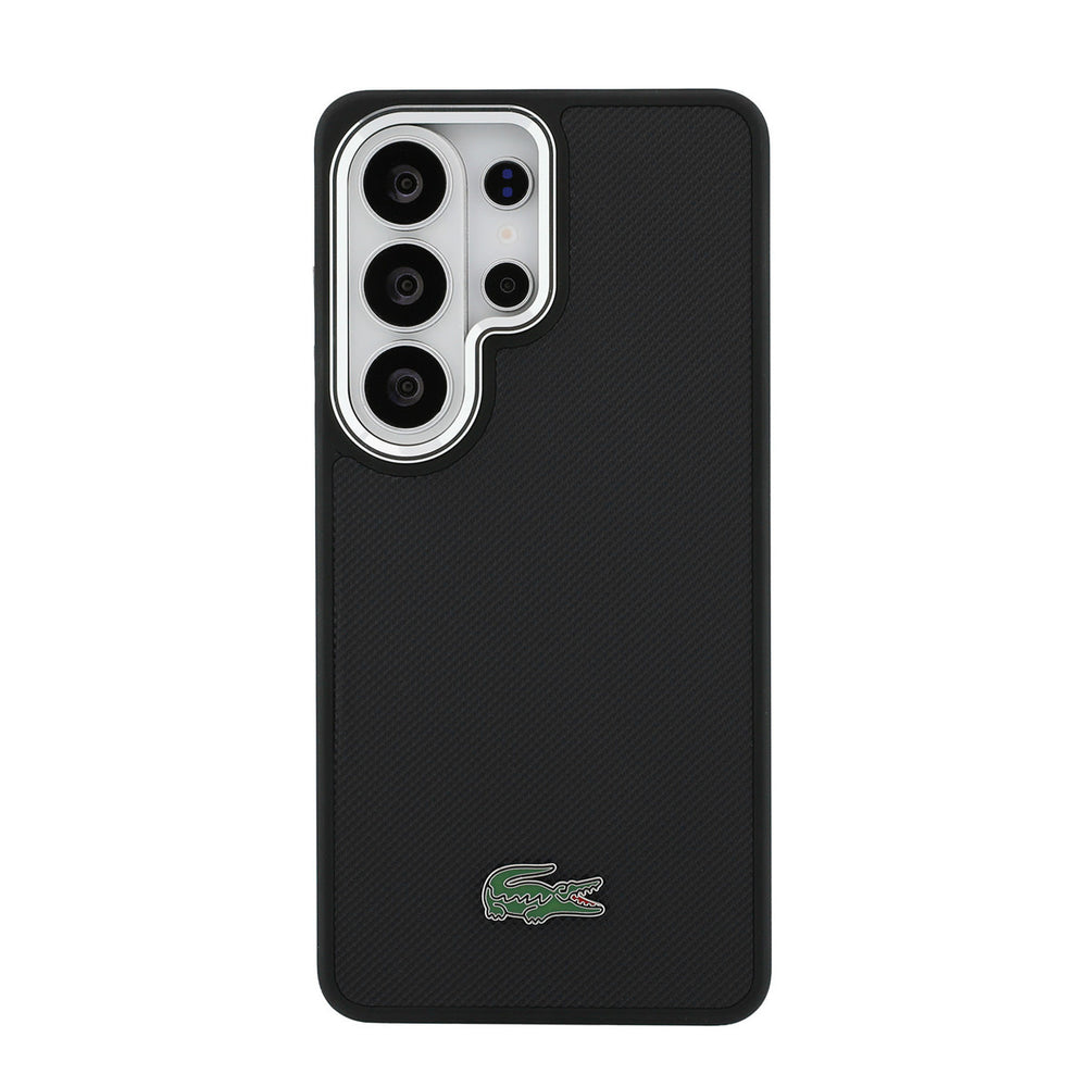 Lacoste Samsung Galaxy S26 Ultra Backcover hoesje - MagSafe - Metal Edges - Iconic Petit Pique Logo - Zwart-Hoesjes-Ilumina Benelux