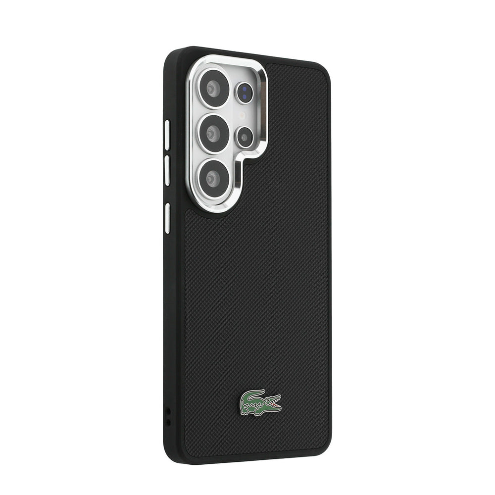 Lacoste Samsung Galaxy S26 Ultra Backcover hoesje - MagSafe - Metal Edges - Iconic Petit Pique Logo - Zwart-Hoesjes-Ilumina Benelux
