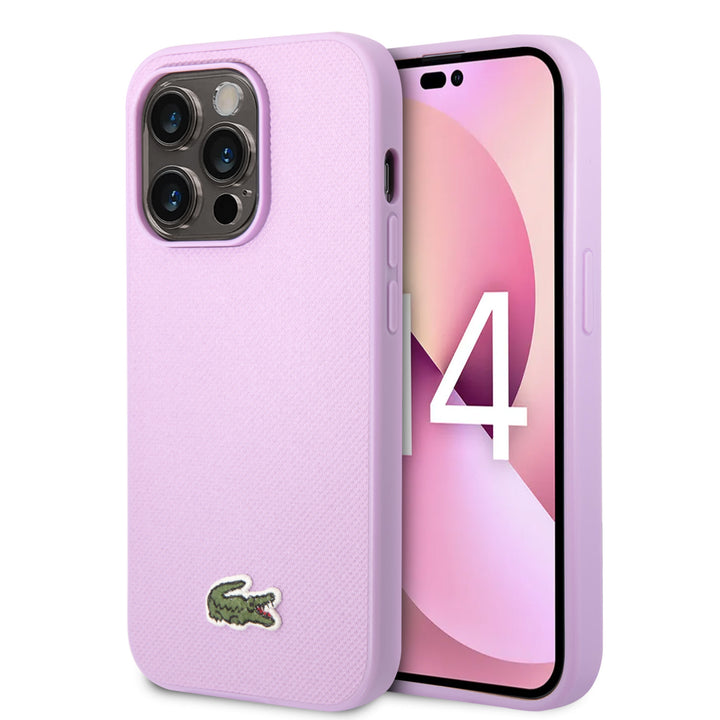 Lacoste iPhone 14 Pro Backcover hoesje - Iconic Petit Pique Logo - Paars-Hoesjes-Ilumina Benelux