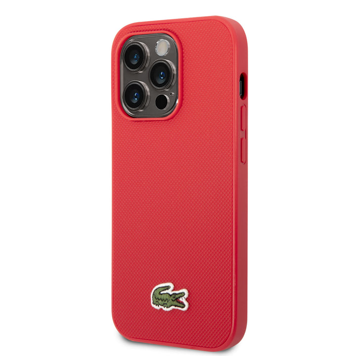 Lacoste iPhone 14 Pro Backcover hoesje - Iconic Petit Pique Logo - Rood-Hoesjes-Ilumina Benelux