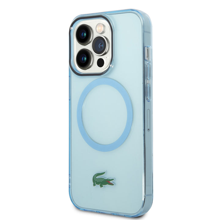 Lacoste iPhone 15 Pro Backcover hoesje - Magsafe Transparent Case - Blauw-Hoesjes-Ilumina Benelux
