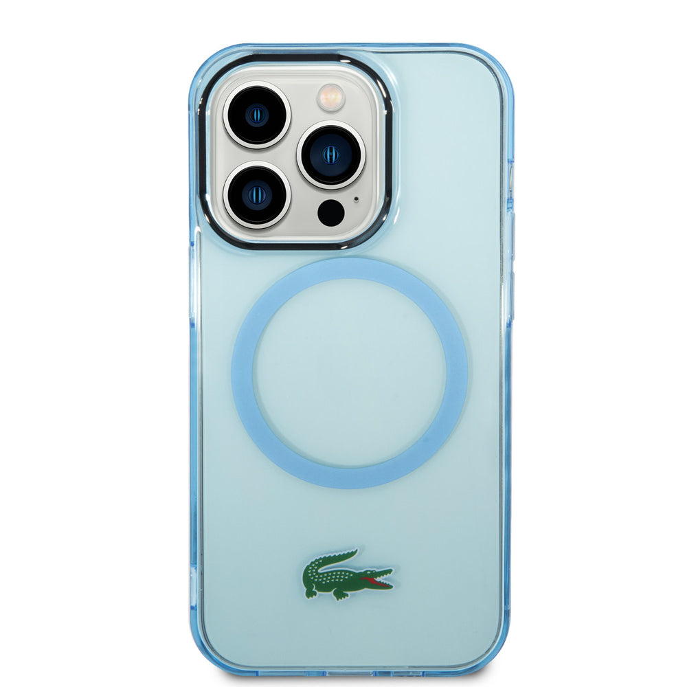 Lacoste iPhone 15 Pro Backcover hoesje - Magsafe Transparent Case - Blauw-Hoesjes-Ilumina Benelux