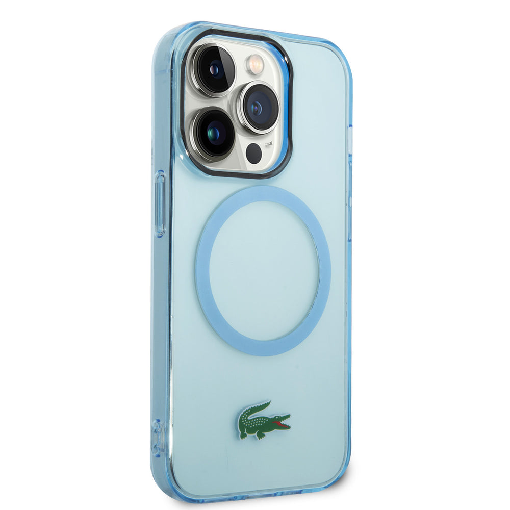 Lacoste iPhone 15 Pro Backcover hoesje - Magsafe Transparent Case - Blauw-Hoesjes-Ilumina Benelux