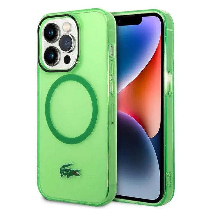 Lacoste iPhone 15 Pro Backcover hoesje - Magsafe Transparent Case - Groen-Hoesjes-Ilumina Benelux