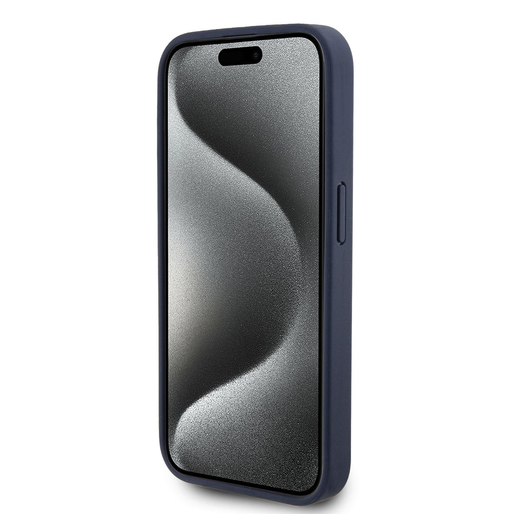Lacoste iPhone 15 Pro Backcover hoesje - The Blend Monogram - Navy-Hoesjes-Ilumina Benelux
