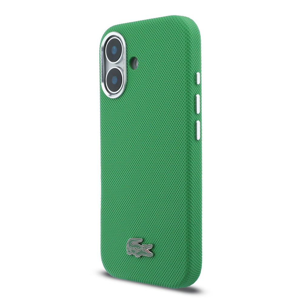 Lacoste iPhone 16 Backcover hoesje - MagSafe - Metal Edges - Iconic Petit Pique Logo - Estragon Green-Hoesjes-Ilumina Benelux
