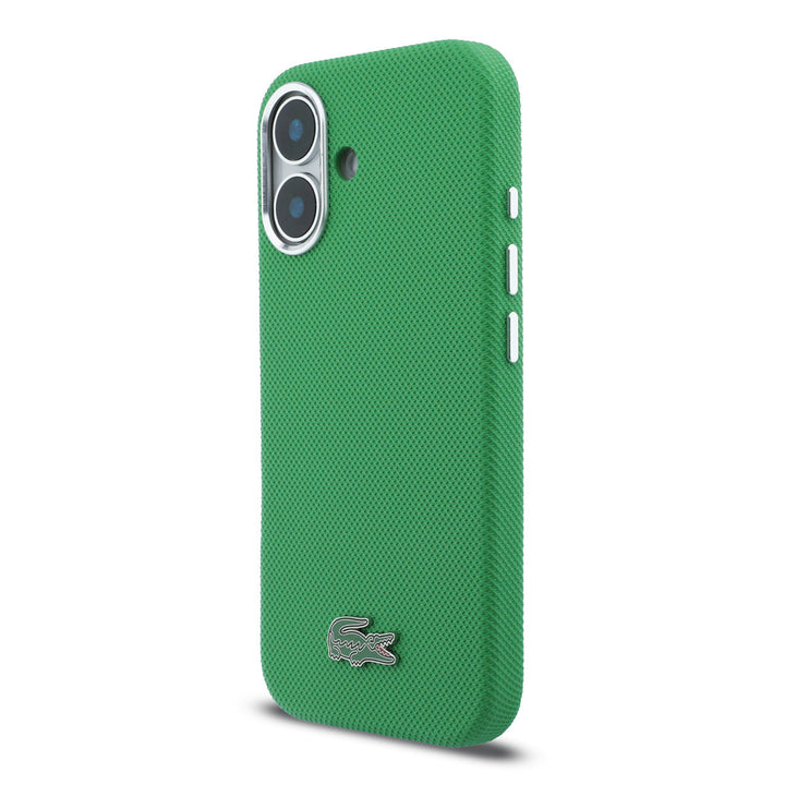 Lacoste iPhone 16 Backcover hoesje - MagSafe - Metal Edges - Iconic Petit Pique Logo - Estragon Green-Hoesjes-Ilumina Benelux