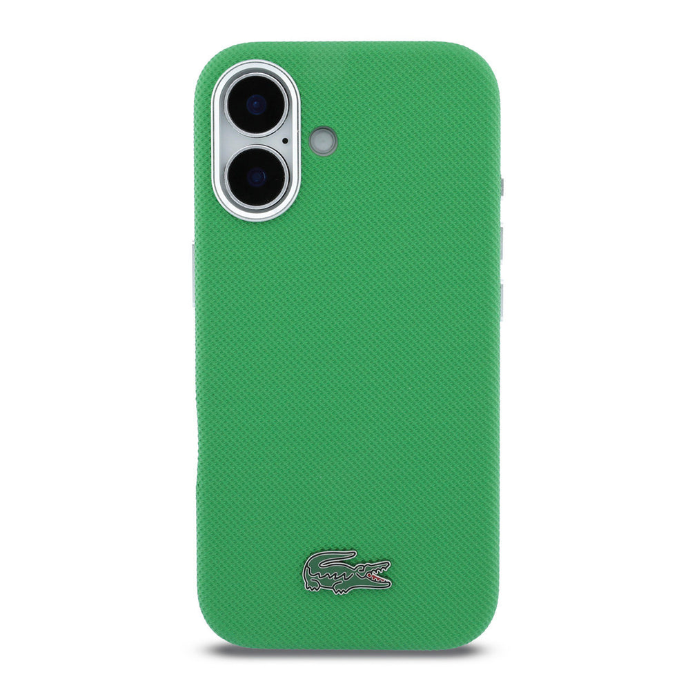 Lacoste iPhone 16 Backcover hoesje - MagSafe - Metal Edges - Iconic Petit Pique Logo - Estragon Green-Hoesjes-Ilumina Benelux