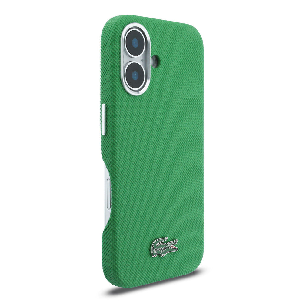 Lacoste iPhone 16 Backcover hoesje - MagSafe - Metal Edges - Iconic Petit Pique Logo - Estragon Green-Hoesjes-Ilumina Benelux