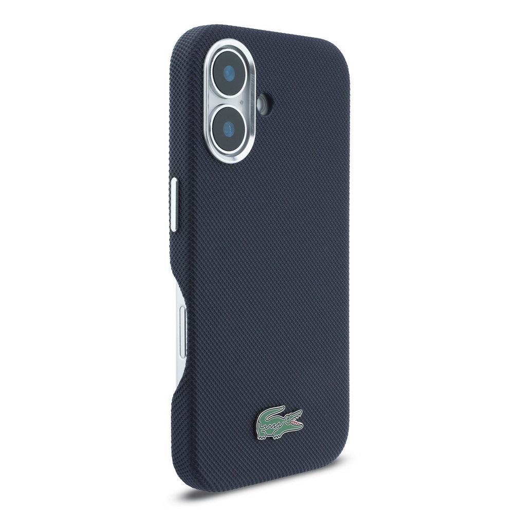Lacoste iPhone 16 Backcover hoesje - MagSafe - Metal Edges - Iconic Petit Pique Logo - Navy-Hoesjes-Ilumina Benelux